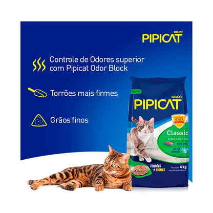 Areia Higiênica Pipicat Classic para Gatos 4kg