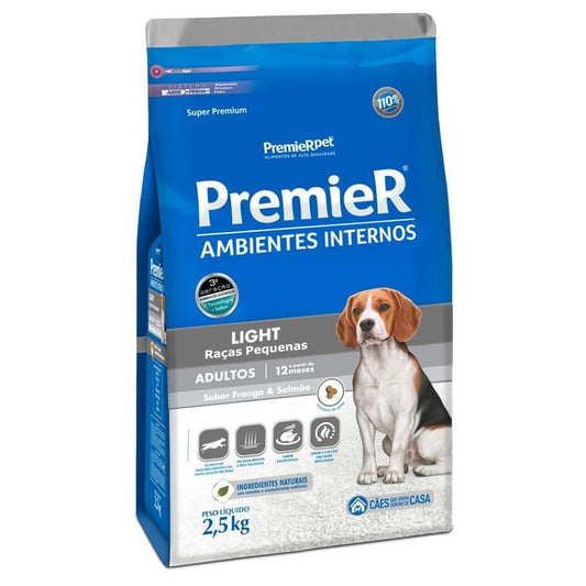 Premier Ambientes Internos Light Frango E Salmão Para Cães Adultos Raças Pequenas 2,5Kg