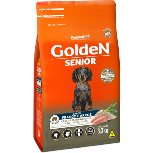 Ração Golden Fórmula Cães Adultos Sênior Mini Bits Frango e Arroz 3kg