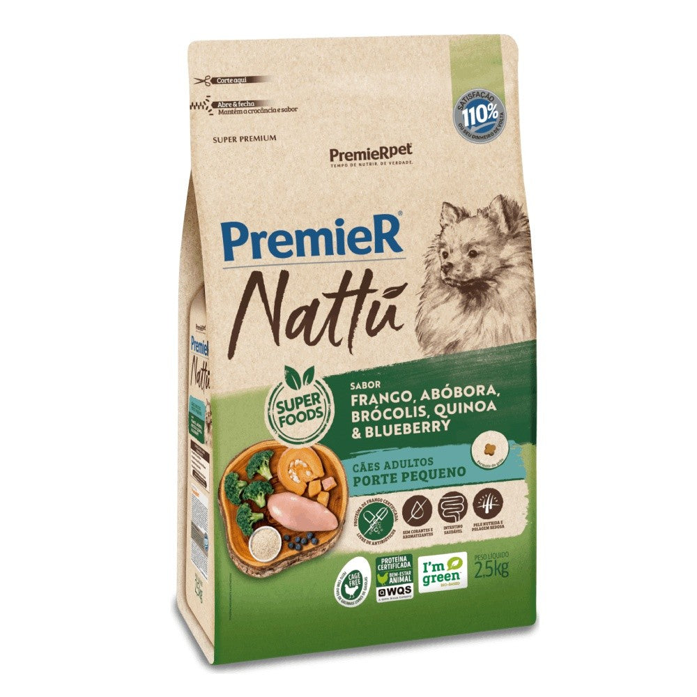 Ração Premier Nattu Cães Adultos Pequeno Porte Abóbora  2,5 kg