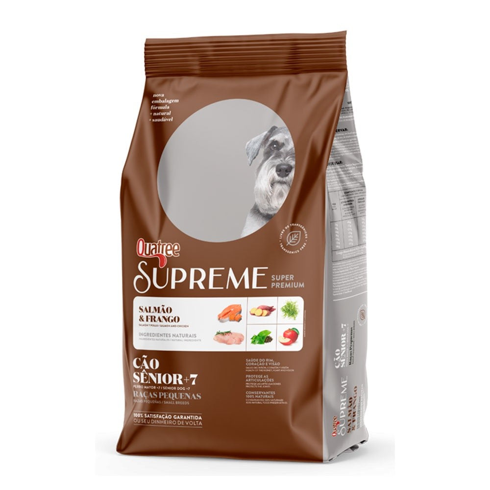 Ração Quatree Supreme Cães Sênior +7 Raças Pequenas Frango e Salmão - 3kg