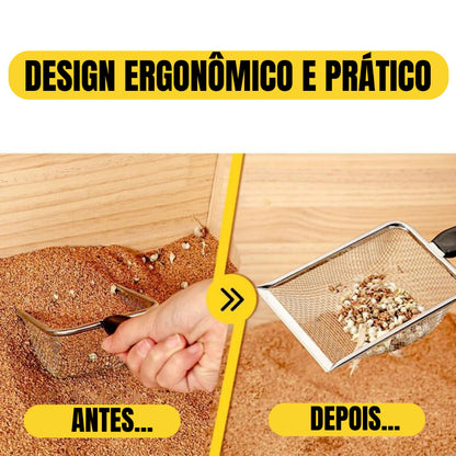 Pá Higiênica De Areia para Gatos Peneira Coletora Aço Inox