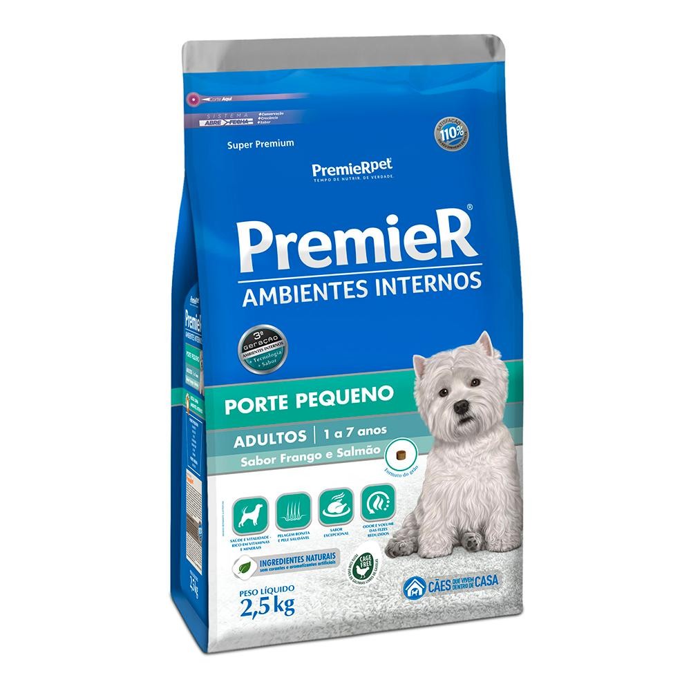 Premier Ambientes Internos Frango E Salmão Para Cães Adultos Raças Pequenas 2.5Kg
