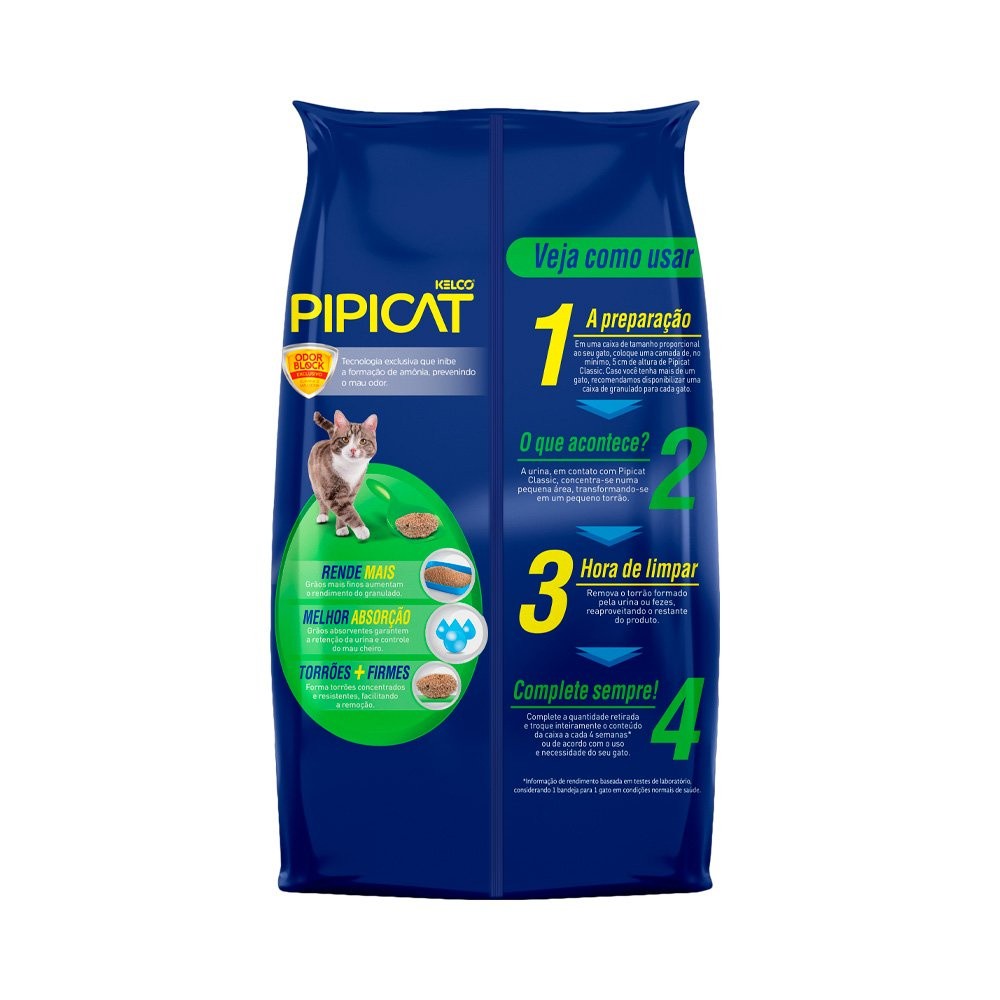 Areia Higiênica Pipicat Classic para Gatos 4kg