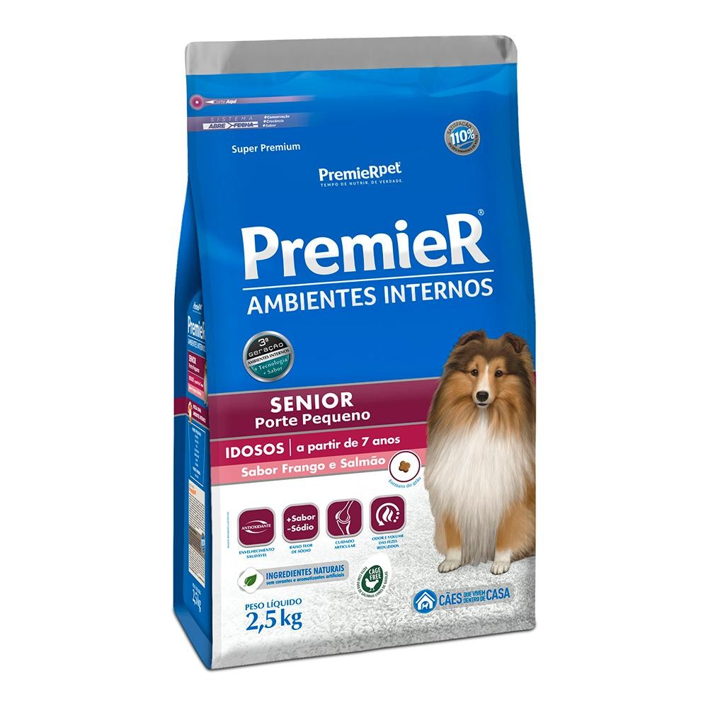 Premier Ambientes Internos Senior Frango E Salmão Raças Pequenas 2,5Kg