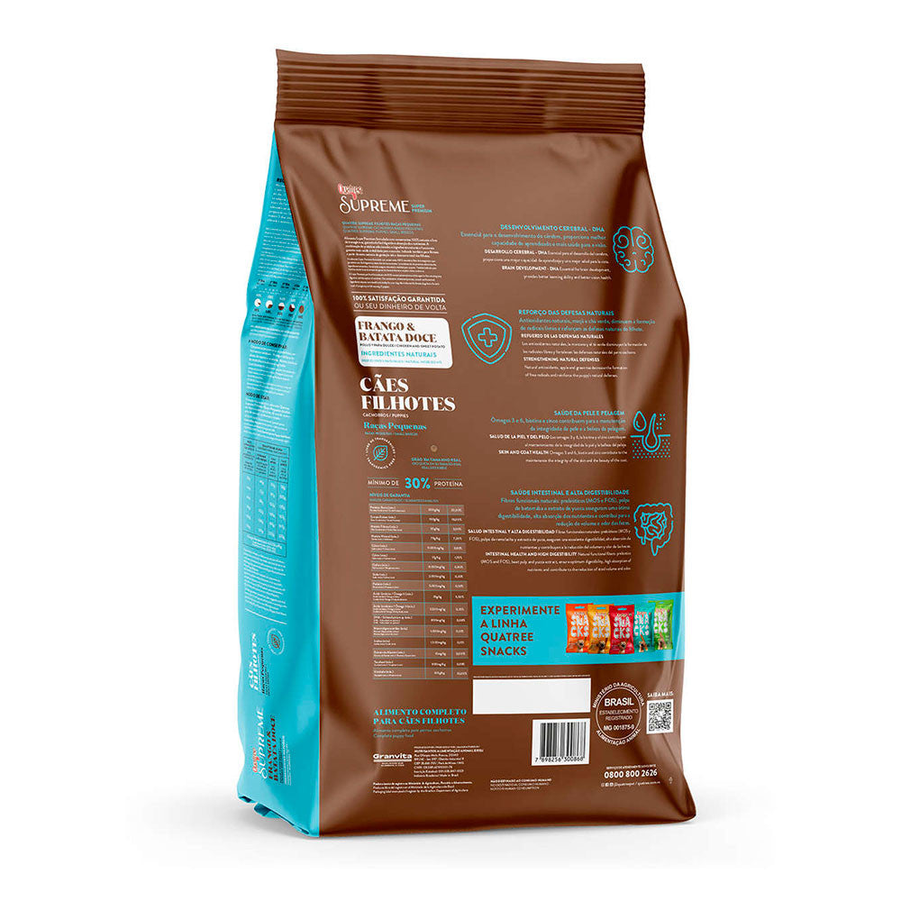 Ração Quatree Supreme Cães Filhotes Raças Pequenas Frango e Batata Doce 3kg