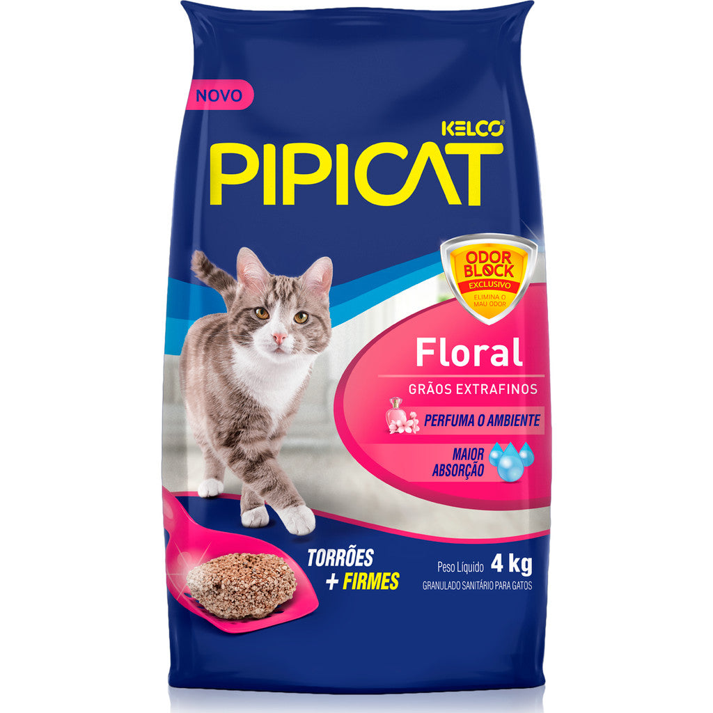 Areia Higiênica para gatos Pipicat Floral 12kg 4kg