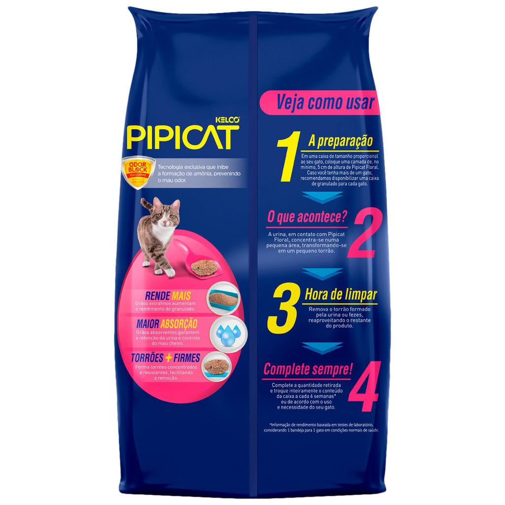 Areia Higiênica para gatos Pipicat Floral 12kg 4kg
