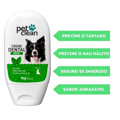 Creme Dental 90g Para Cães e Gatos Sabor Menta - Pet Clean