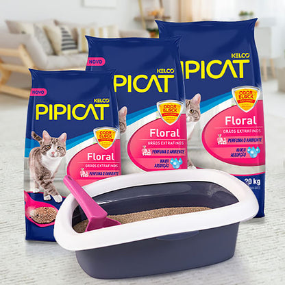 Areia Higiênica para gatos Pipicat Floral 12kg 4kg