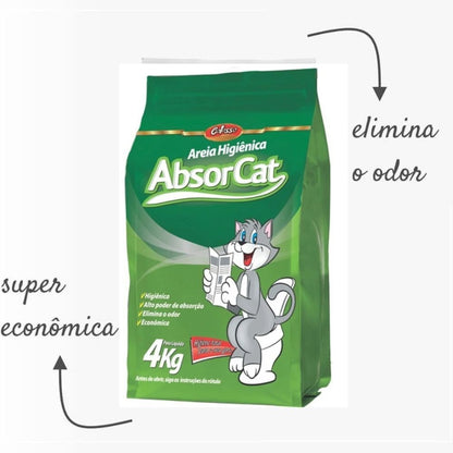 Areia Higiênica Gatos Absorcat Colosso 4kg Alta Absorção