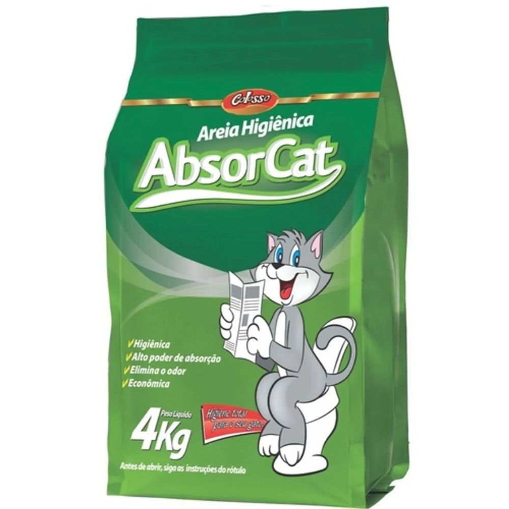 Areia Higiênica Gatos Absorcat Colosso 4kg Alta Absorção
