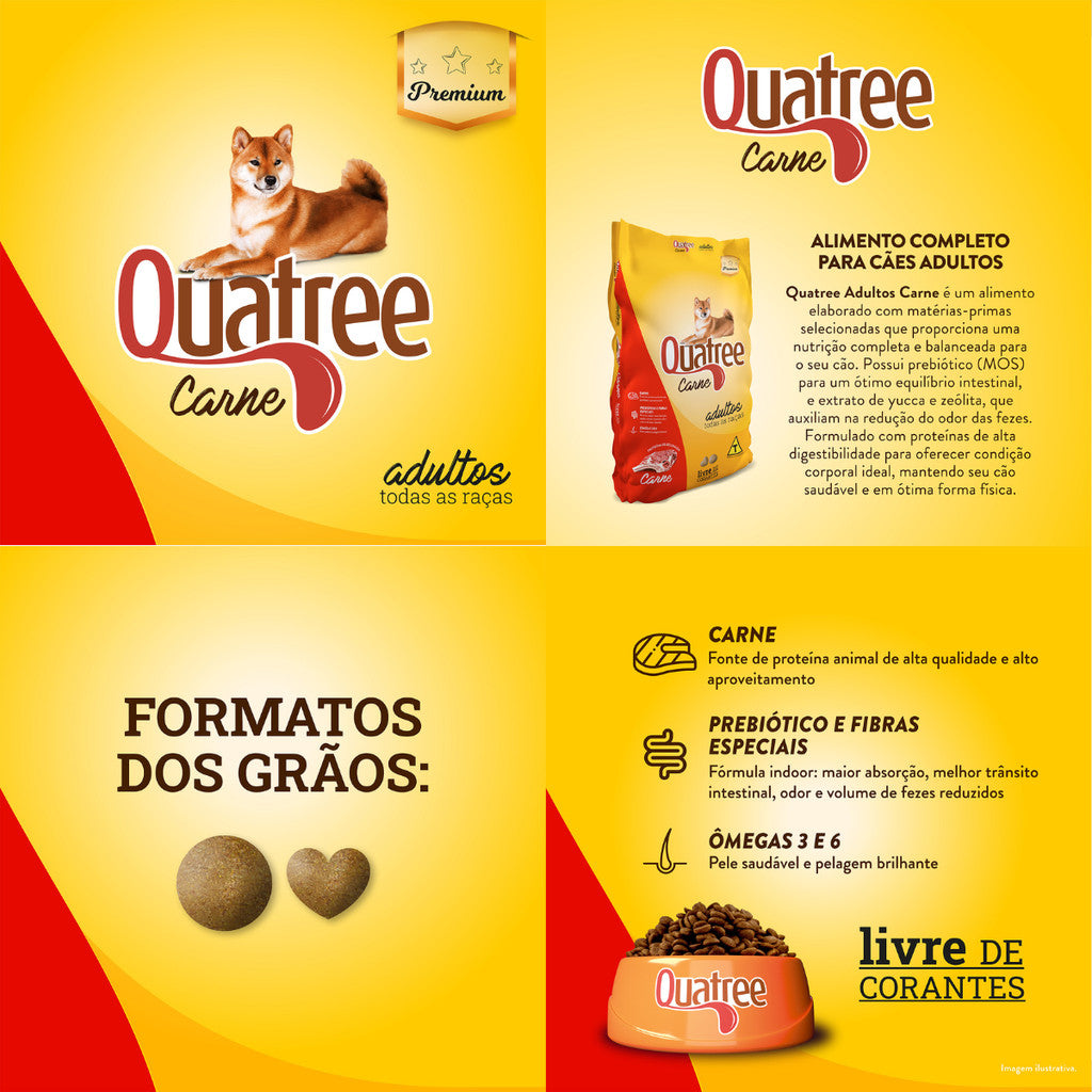 Ração Quatree Gourmet Cães Adultos Carne - 15Kg