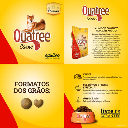 Ração Quatree Gourmet Cães Adultos Carne - 15Kg