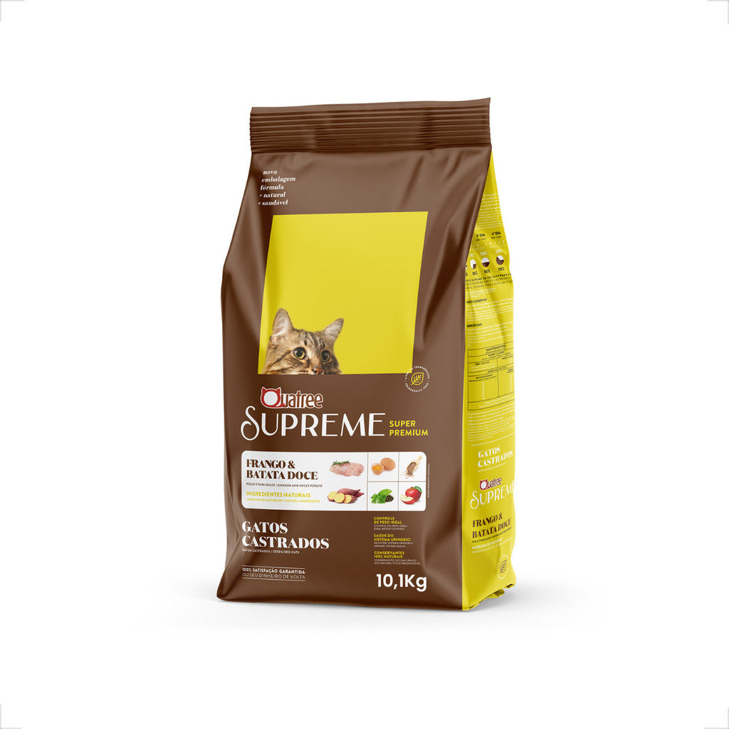 Ração Quatree Supreme Gatos Castrados Frango e Batata Doce - 10,1Kg