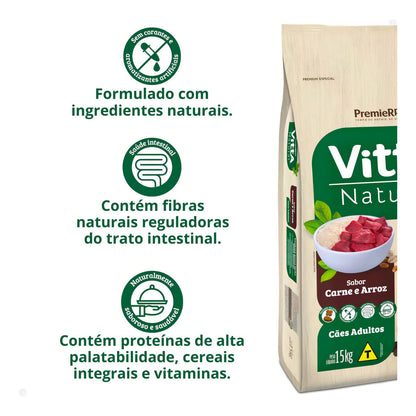 Ração Vitta Natural Cães Adultos Carne e Arroz 15kg
