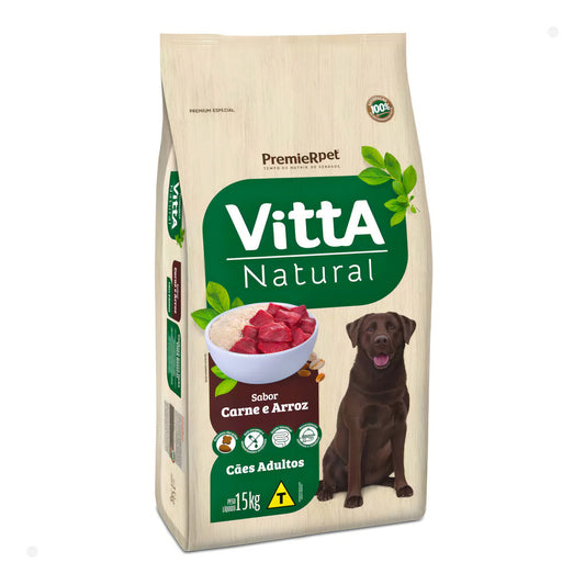 Ração Vitta Natural Cães Adultos Carne e Arroz 15kg