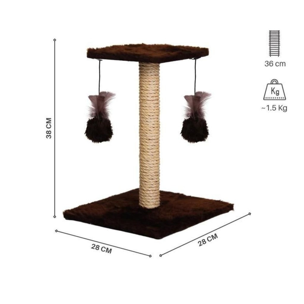 Arranhador Para Gatos Poste Com Brinquedo Duplo Cor Bege