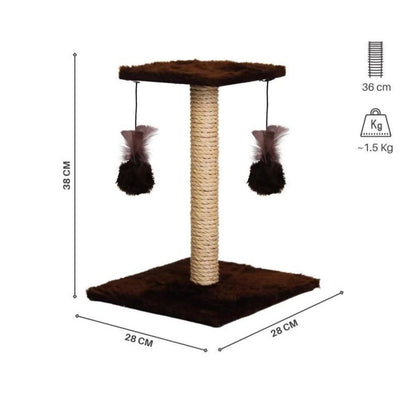 Arranhador Para Gatos Poste Com Brinquedo Duplo Cor Bege