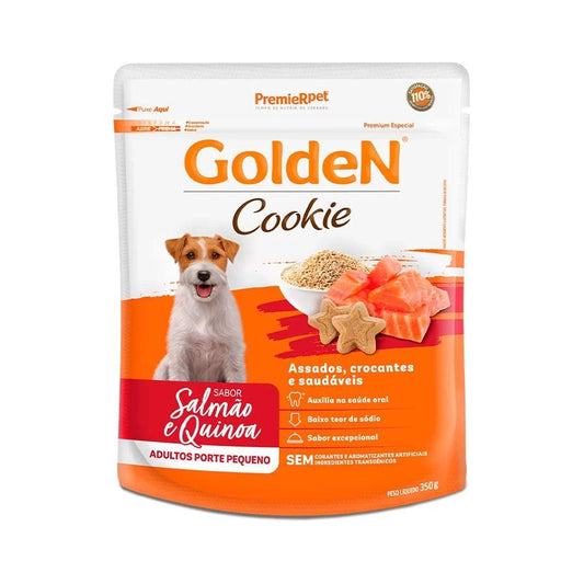 Biscoito Golden Cookie Para Cães Adultos Pequeno Porte Sabor Salmão e Quinoa 350g