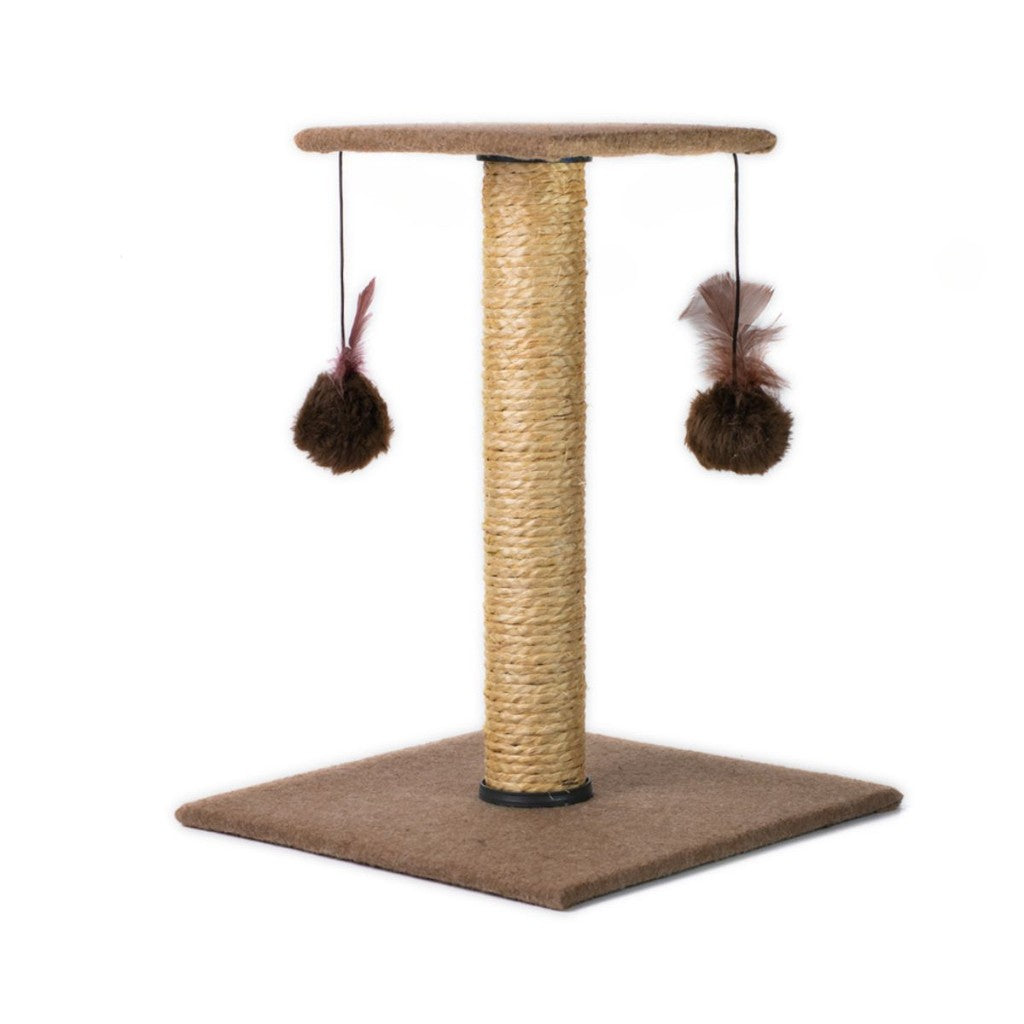 Arranhador Para Gatos Poste Com Brinquedo Duplo Cor Bege